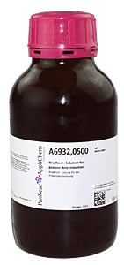 Bradford - Lsung fr die Proteinbestimmung, Menge: 500ml</p>Bradford - Solution for Protein Determination</p>Laborbedarf,Biochemikalien,Bradford - Lsung fr die Proteinbestimmung