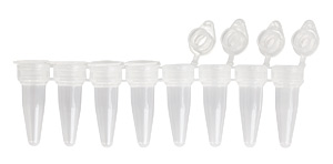 8er-Strips PCRmit einzeln anhngenden Deckeln, Flachdeckel<br>PCR-strips of 8 tubes,8 x 0.2ml,flat cap,attached-individual<br>Laborbedarf,Molekularbiologie,8er-Strips