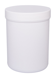 Mehrzweckdose PP, 250ml,  ideal rund, gleiche Form wie BAa11201900-06, nur Deckel senkrecht geriffelt, ffnung 65mm, Hhe 95mm, VE=100Stck<br>Multipurpose containers, PP, 250 ml, white, screw-cap,100peaces<br>Laborbedarf, Lagerung,Runddosen