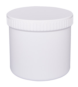 Mehrzweckdose PP, 500ml,  ideal rund, gleiche Form wie BAa11201900-06, nur Deckel senkrecht geriffelt, ffnung 90mm, Hhe 86mm, VE= 72Stck<br>Multipurpose containers, PP, 500 ml, white, screw-cap, 72peaces<br>Laborbedarf, Lagerung,Runddosen