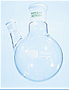 Zweihalskolben mit 20 schrgem Seitenhals NS14/23, Mittelhals NS 14/23, DIN 12394, Destillationskolben, BORO 3.3</p>Flask, round bottom, borosilicate glass,  two necks, centre neck ST 14/23, angled side  neck 20 ST 14/23, DIN 12394,  made from DURAN tubing</p>Laborbedarf,Laborglas,Glasbauteile,Kolben,Zweihalskolben