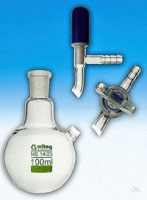 Auffangkolben nach Schlenck, Rundkolben NS 14/23,   mit geradem Ventilhahn </p>Nitrogen flask, acc. to Schlenck, round bottom, with side   PTFE valve and hose connection, 25 ml, ST 14/23,   borosilicate glass</p>Laborbedarf,Laborglas,Glasbauteile,Kolben,Schlenckgefe,Schlenck-Kolben