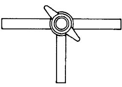 Dreiwegehahn mit PTFE-Kken und Schraubsicherung,kapillares Ansatzrohr