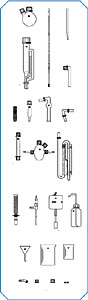 SVS-Combi-Box Bausatz 4 verpackt in 2 Schaumstoffeinlagen und stabilem berkarton<br>Combi-Box Set 4 - Threads, Content: 1x Flask, 100 ml, center neck GL 25/12, side neck angled, GL 18/10 , 1x Thermometer, solid stem, -10 - +360 C: 1 C , 1x Air leak tube, O. D. 10 mm , 1x Gas inlet tube 1 GL 14/6 , 1x Soxhlet extractor, 30 ml capacity for extraction thimbles, 90 x 19 mm, 1 GL 32/10, 1 FA 12 , 3x Extraction thumbles for 30 ml extractor, 90 x 19 mm , 1x Drying tube, straight, 1 GL 18/10, 1 FA 6 , 1x Drying tube, bent, 1 FA 10 , 1x Connection tube, bent 75, 2 FA 10 , 1x Reaction tube, small 2 GL 18/10 , 1x Vacuum receivers, 2 GL 18/10, 2 GL 14/6 with 2 hose connections made of polypropylene , 1x Manometer, mercury, with movable mirror glass scale, 1 FA 10 , 1x Tube with stopcock, filed with foam stuff, 1 FA 10 , 1x Filter pump made of polyprophylene with built-in valve and 2 hose connections , 1x Stirrer motor, 220 V, with holding rod and stirring blade , 1x Wash bottle 100 ml, made of polyethylene , 1x Funnel, 70 mm O. D. made of polyethylene , 1x Beaker, low form, 600 ml, graduated , 1x Beaker, tall form, 100 ml, graduated , 2x Hose connection, bent, GL 14, made of polypropylene , 2x Screw caps, top with hole, GL 14 , 4x Screw caps, top with hole, GL 18 , 1x Screw cap, top with hole, GL 25 , 1x Screw cap, top with hole, GL 32 , 2x Gaskets, Silicone rubber, with PTFE washer 12 x 6 for GL 14, FA 6 , 4x Gaskets, Silicone rubber, with PTFE washer 16 x 10 for GL 18, FA 10 , 1x Gasket, Silicone rubber, with PTFE washer 22 x 12 for GL 25, FA 12 , 1x Gasket, Silicone rubber, with PTFE washer 29 x 10 for GL 32, FA 10<br>Laborbedarf Schulausrstungen Chemieunterricht (Kat.03)