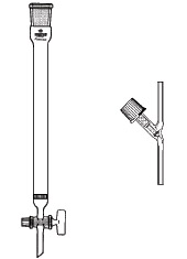 Chromatographiesule oben mit NS-Hlse und unten mit  Ventil und PTFE-Spindel, mit eingeschmolzener Fritte P0</p>CHROMATOGRAPY-COLUMNS,  ST-SOCKET 14/23, VALVE AND PTFE-VALVE PLUG,  SCREW-THREAD RETAINING NUT,  FUSED-IN SINTERED GLASS-DISC P0</p>Laborbedarf,Laborglas,Chromatographiesulen