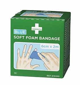 Cederroth Soft Foam Verband blau, geeignet fr den Lebensmittelbereich, visuell detektierbar<br>Cedderoth Soft Foam Bandage blue<br>Laborbedarf, Arbeitsschutz, Erst Hilfe