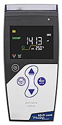 Labor-Multiparameter-Taschenmessgert EC-21 multi, pH- und Leitfhigkeitsmessung mit Kalibrierfunktion, DHS-Funktion</p>Laboratory multiparameter pocket meter EC-21 multi, pH and conductivity measurement with calibration function</p>Laborbedarf,pH-Messung, Leitfhigkeitsmessung