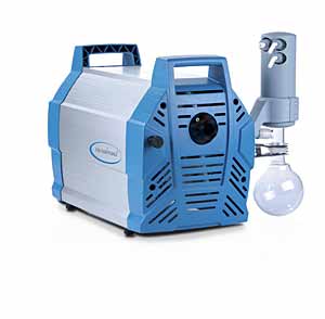 Chemie-Vakuumsystem ME 16C NT +EK, Max. Saugvermgen bei 50/60 Hz 16.3 / 18.4 m3/h, Endvakuum (abs.) 70 / 53 mbar/torr, 230V 50/60Hz<br>Chemistry vacuum system ME 16C NT +EK, Max. pumping speed at 50/60 Hz  16.3 / 18.4 m3/h, Ultimate vacuum (abs.) 70 / 53 bar/torr<br>Laborbedarf, Pumpen, Membranpumpen