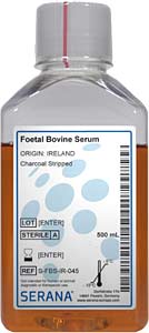 Fetales Klberserum (Herkunft Irland), Aktivkohle  filtriert, 500ml</p>Foetal Bovine Serum, Collected in Irland, Charcoal Stripped, 500ml</p>Zellkulturmedien,fetales Klberserum, gesammelt in Australien