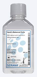 HBSS, Hank's balanced (ausgewogene) Salzlsung, 500ml, steril filtriert</p>HBSS, Hank's Balanced Salt Solution 500ml steril filtered</p>Zellkultur,Zellkulturpuffer,HBSS