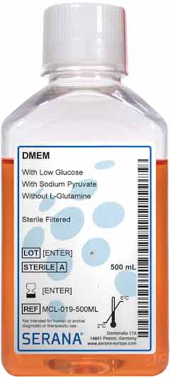 DMEM - Dulbecco's Modified Eagle Medium,500ml,steril 0.1m filtriert</p>Laborbedarf,Biochemikalien,Zellkulturmedien,DMEM (Dulbecco's mod. Eagle-Medium)